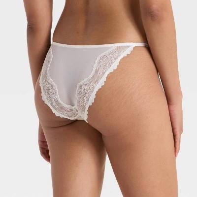 Women's Satin and Lace Lingerie Cheeky Underwear - Auden™ Almond Cream