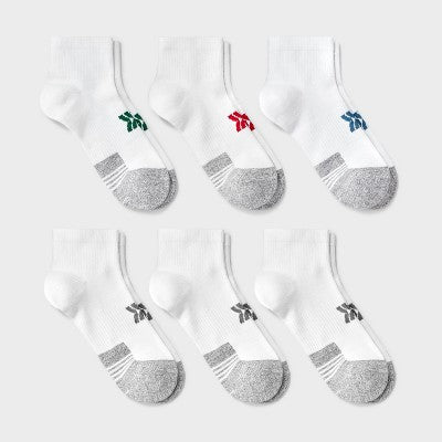 Kids' 6pk Ankle Length Socks - All In Motion™ White L