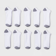 Men's No Show Socks 10pk - Goodfellow & Co™ White 6-12: Reinforced Heel & Toe