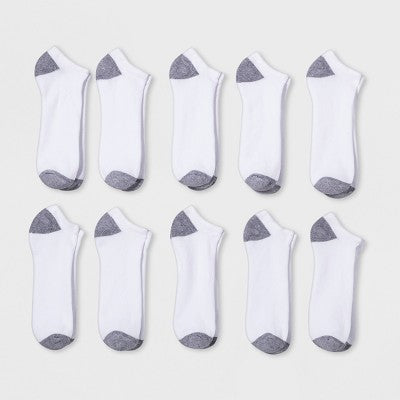 Men's No Show Socks 10pk - Goodfellow & Co™ White 6-12: Reinforced Heel & Toe