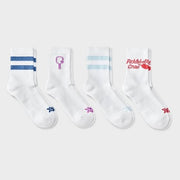 Women's Pickleball 4pk Short Crew Socks - All In Motion™ White/Blue/Purple 4-10