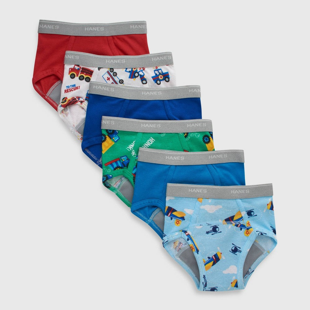 Hanes Toddler Boys' 6pk Training Briefs - Colors May Vary 2T-3T: Cotton, Tagless