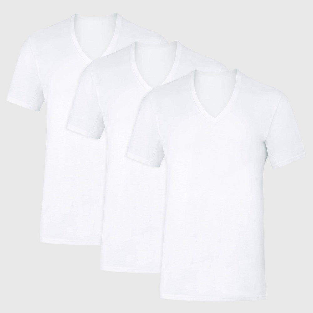 Hanes Premium Men's Sweat Block V-Neck Undershirt 3pk - White S: Cotton Knit