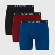 Hanes Premium Men s 3pk Boxer Briefs Total Support Pouch  Blue/Black/Red Small