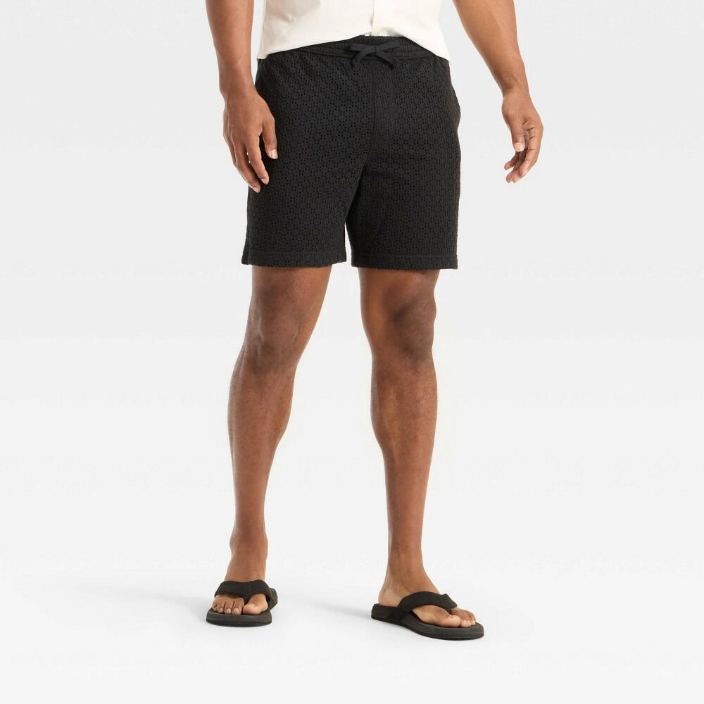 Men’s 7" Regular Fit Open Work Pull-On Shorts - Goodfellow & Co™ Black S