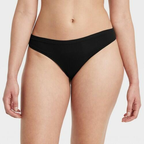 Women's Luxe Stretch Thong Underwear - Auden™ Black, Low Rise, Cotton Gusset