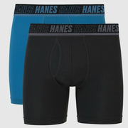 Hanes Moves Premium Men's Anti-Chafe X-Temp Boxer Briefs 2pk - Black/Blue XL