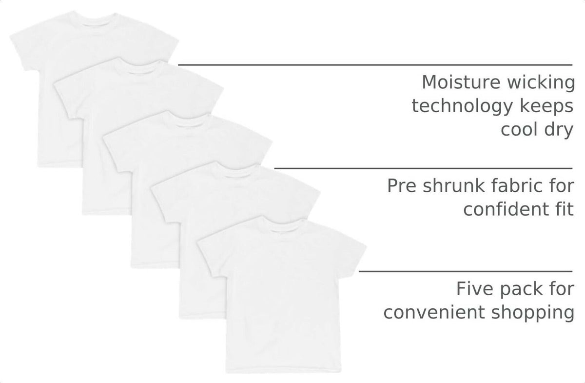 Hanes Boys' Crew Neck T-Shirts 5pk - White - S