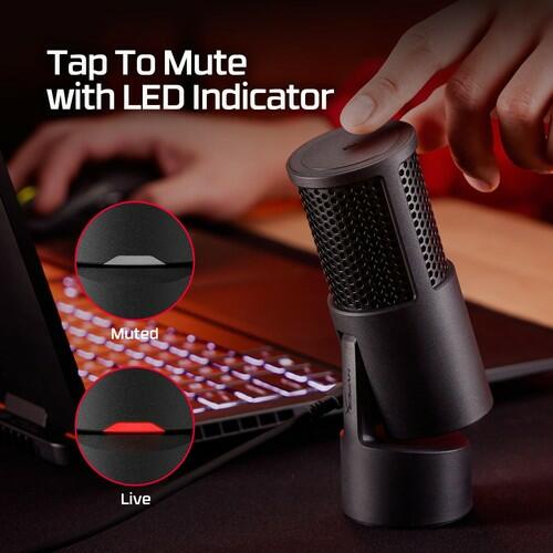 HyperX SoloCast 2 – Gaming USB Condenser Mic USB-C to USB-A Plug and Play Black