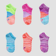 Hanes Premium Girls' 6pk Super No Show Athletic Socks - Colors May Vary L
