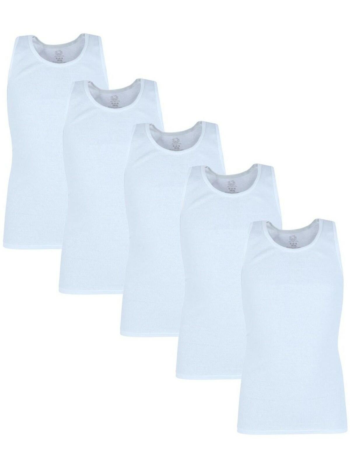 Fruit of the Loom Boys' Tank Top A-Shirts 5pk - White - L
