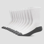 Hanes Premium Men's Crew Socks 10pk - White 6-12: Cushioned Sole