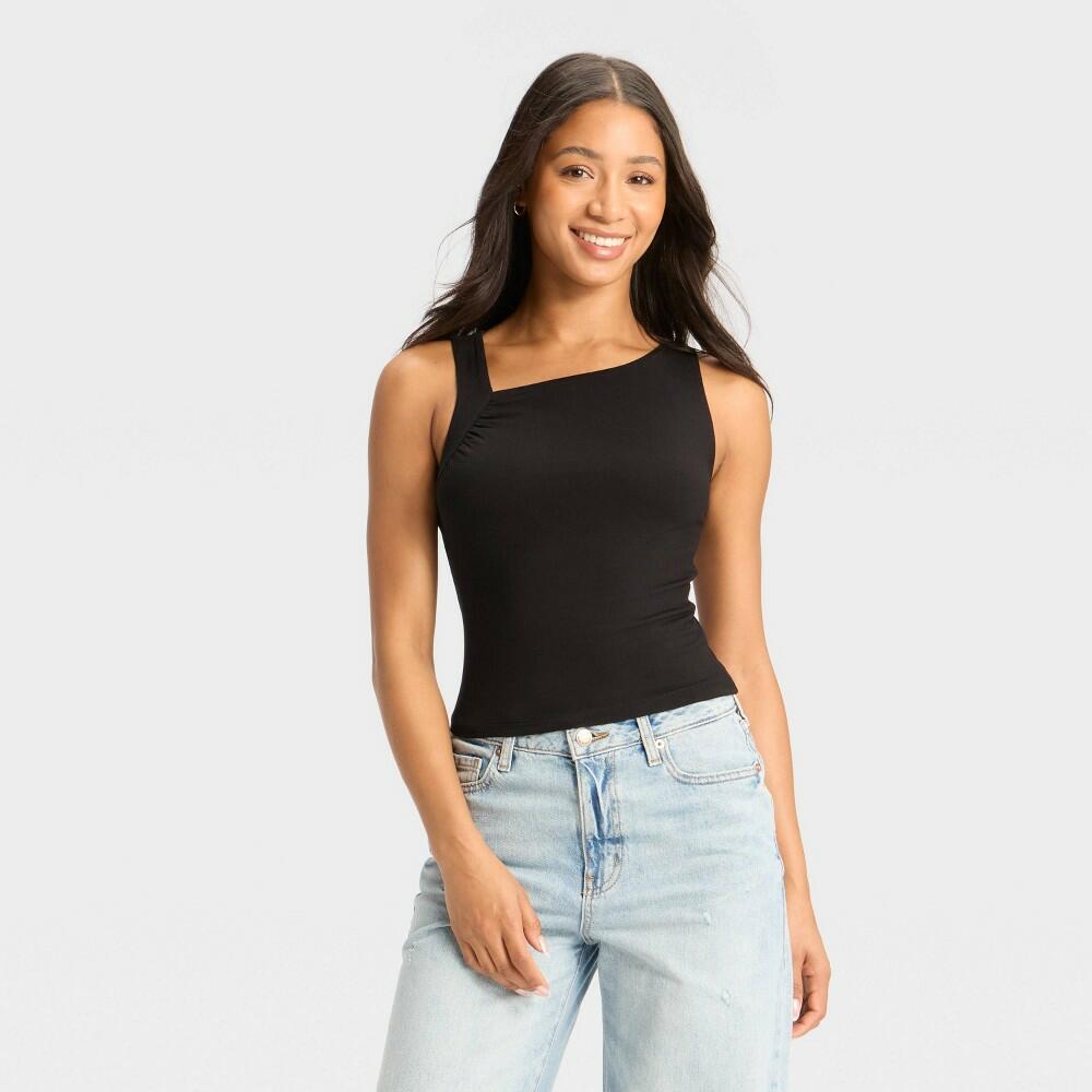 Women's Asymmetrical Hem Tank Top - Wild Fable™ Black XXS