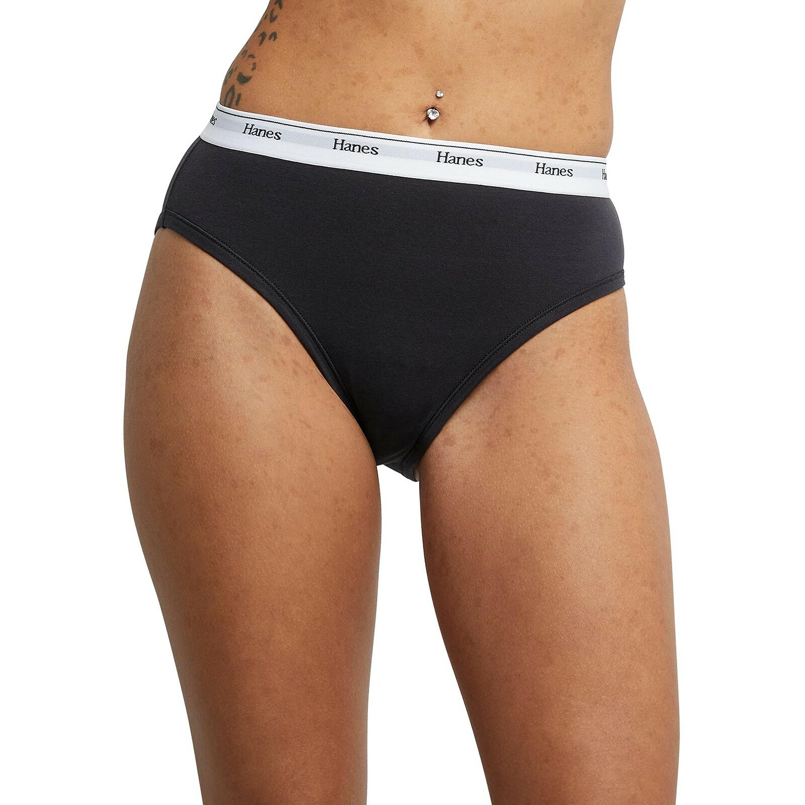 Hanes Women's Underwear Hi-Leg Pack, Stretch-Cotton Assorted Colors, 6Pk 5/S