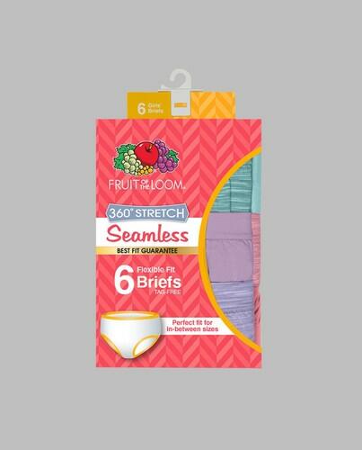 Fruit of the Loom Girls Seamless Classic Briefs 6 Pack, 14-16, Assorted color