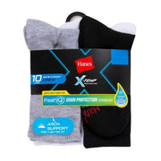 Hanes Boys 10 Pack X Temp Large Crew Socks Assorted Colors Large (3-9)