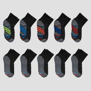 Hanes Boys' 10pk Premium Ankle Athletic Socks - Black L