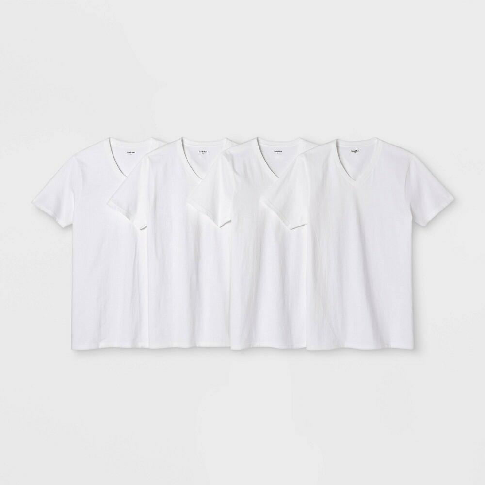 Men's 4pk V Neck T-Shirt - Goodfellow & Co™ White M