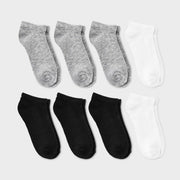 Kids' 8pk Low Cut Socks - Dealworthy™ White/Gray/Black XS/S