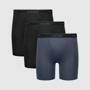 Hanes Men's Performance Stretch Boxer Briefs - 3 Pack Black/Gray XL