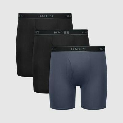 Hanes Men's Performance Stretch Boxer Briefs - 3 Pack Black/Gray XL