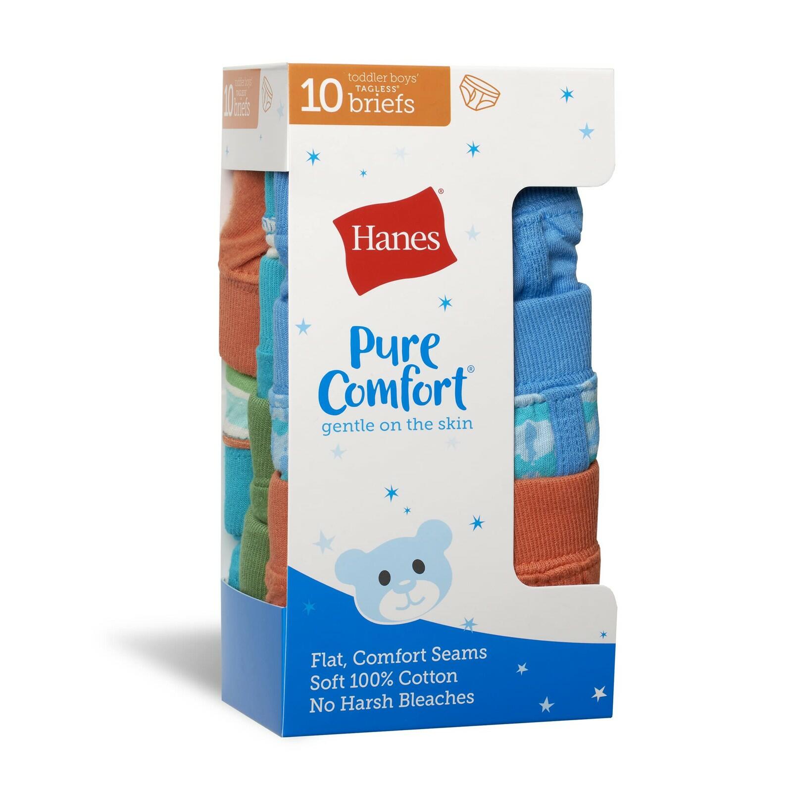 Hanes Toddler Boys' Underwear, 100% Cotton Brief Underwear 10-Pack, Assorted, 4T