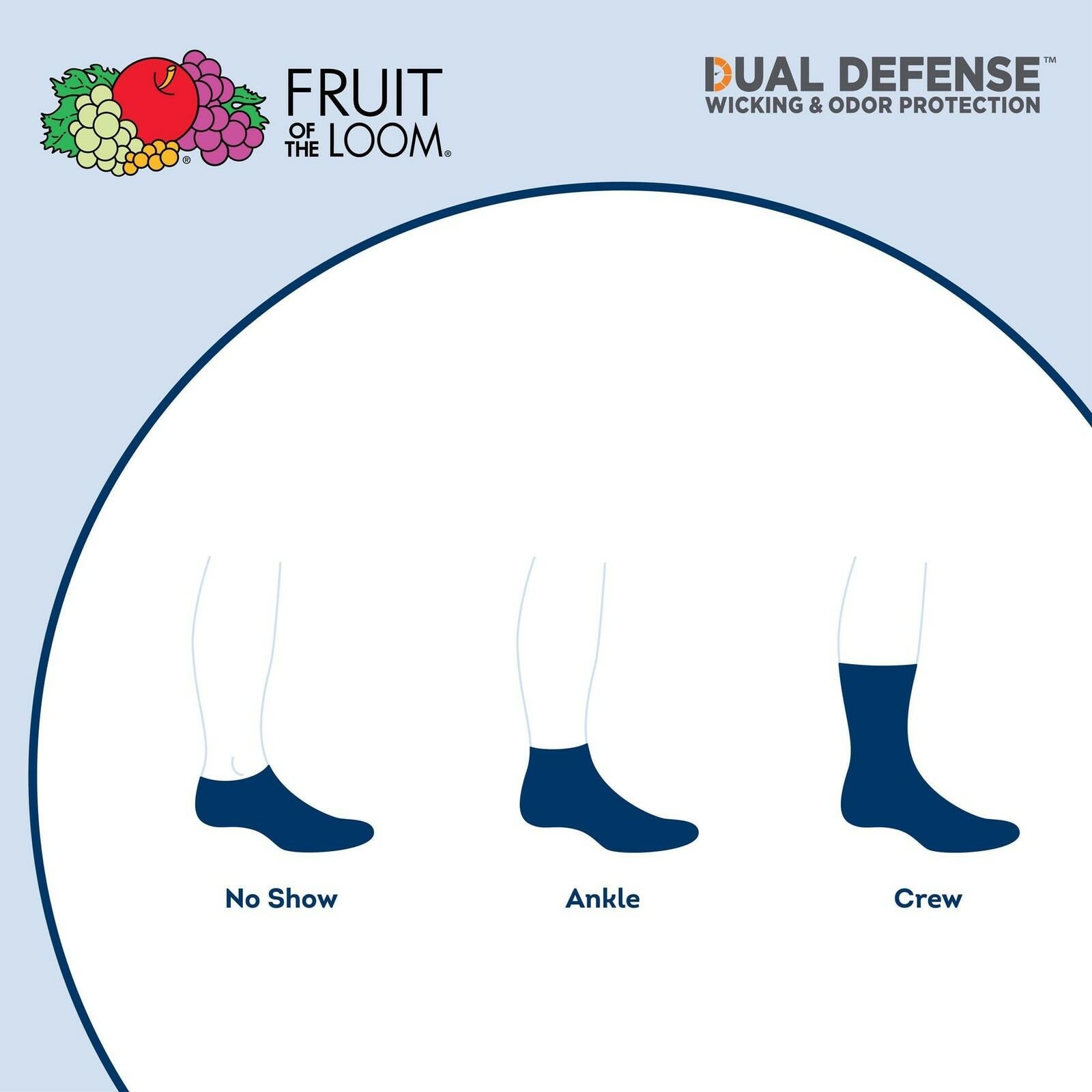 Fruit of the Loom Boy's Dual Defense Socks, Ankle - 10 Pack - Gray Large