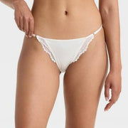 Women's Satin and Lace Lingerie Cheeky Underwear - Auden™ Almond Cream S
