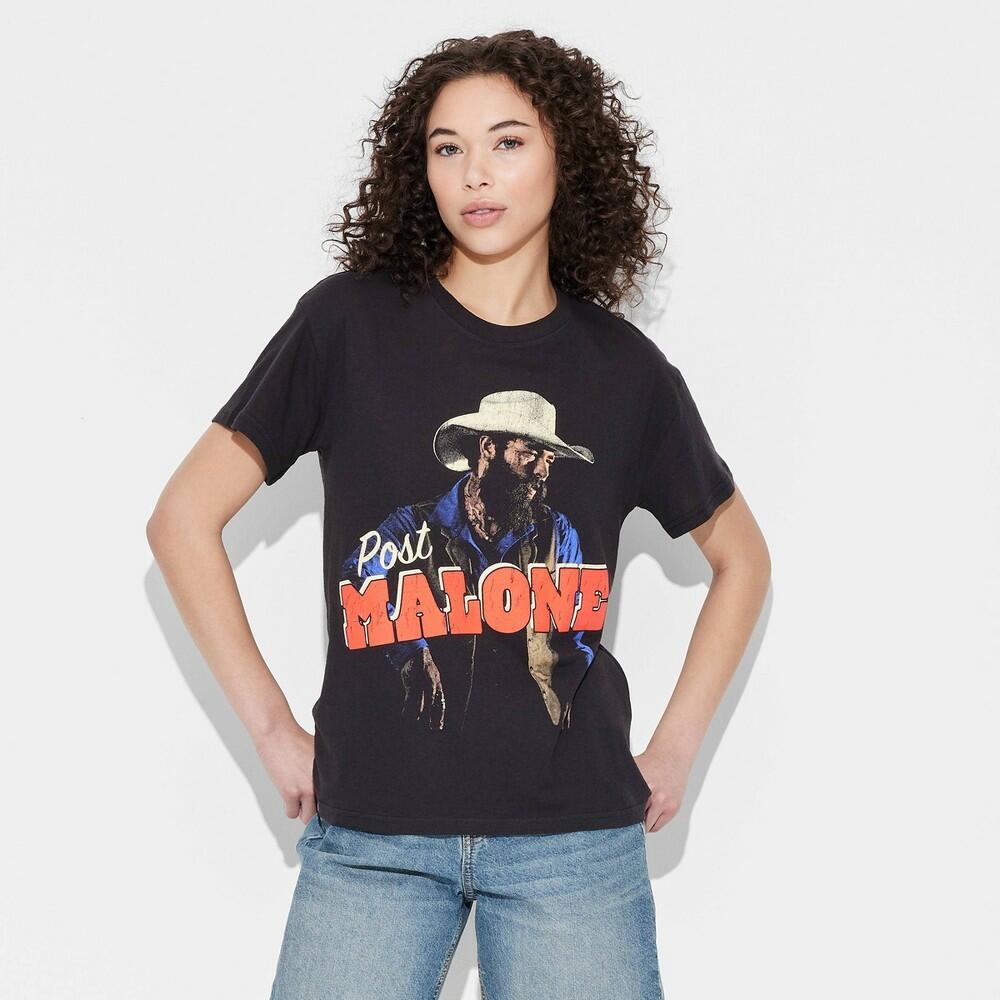 Women's Post Malone Short Sleeve Graphic T-Shirt - Black XXL: Cotton Jersey, Classic Fit, Crew Neck, Below Hip Length