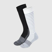 Hanes Women's Wellness 2pk Over Calf Socks, Mild Compression - Gray/Black 5-9