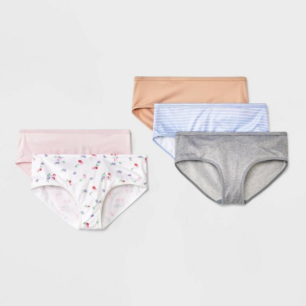 Girls' 5pk 'Cherries' Microfiber Hipster Underwear - art class S Mid Rise Cotton