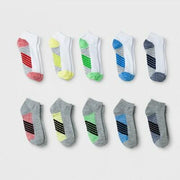 Boys' 10pk Stripe Low Cut Socks - Cat & Jack™ Asst Color S: Knit