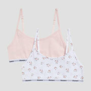 Hanes Originals Girls' Cotton Scoop Bralette - 2 pack Pink/White M