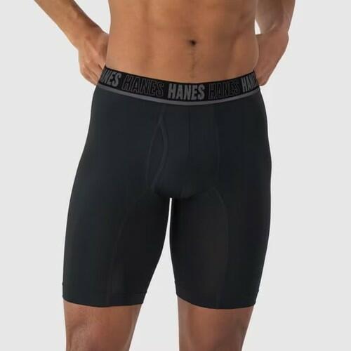 Premium Men's Anti-Chafe X-Temp Long Leg Boxer Briefs 2pk Black/Blue, Small