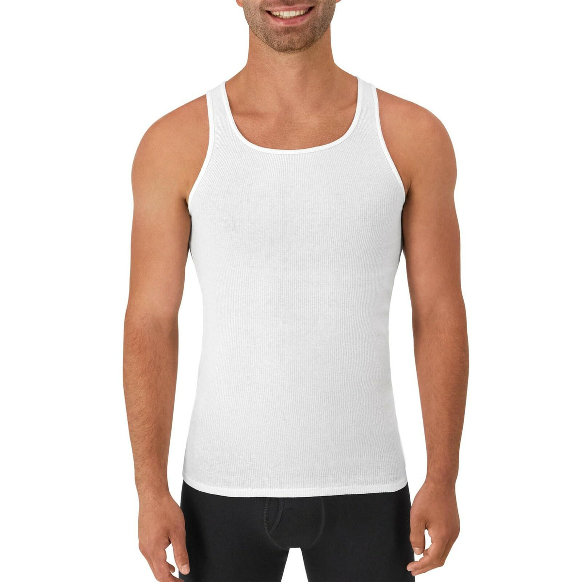 Hanes Men Tank Top Undershirt Pack, Cool & Breathable Cotton, 6 Pack White - L