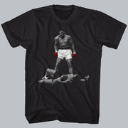 Men's Muhammad Ali Short Sleeve Graphic T-Shirt - Black M: Crew Neck, Woven Cotton, Logo Design
