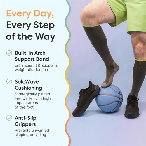 ZenToes Compression Socks 15-20mmHg, Anti-Slip Grippers (Medium, Regular)
