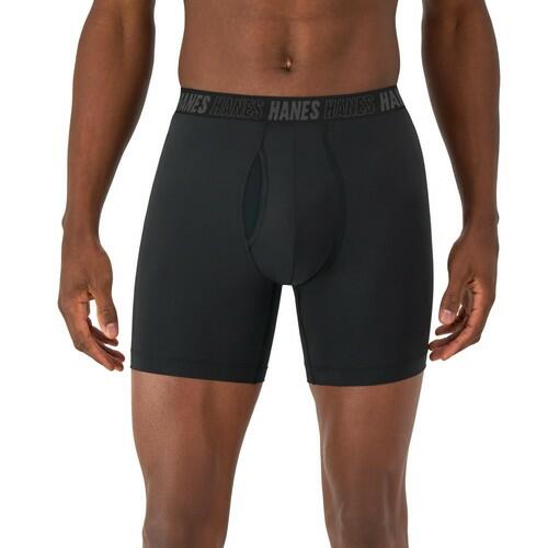 Hanes Men's Performance Boxer Brief, Total Support Long Leg, 3-Pack, 6" Small