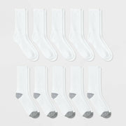 Boys' 10pk Athletic Crew Socks - Cat & Jack™ White M