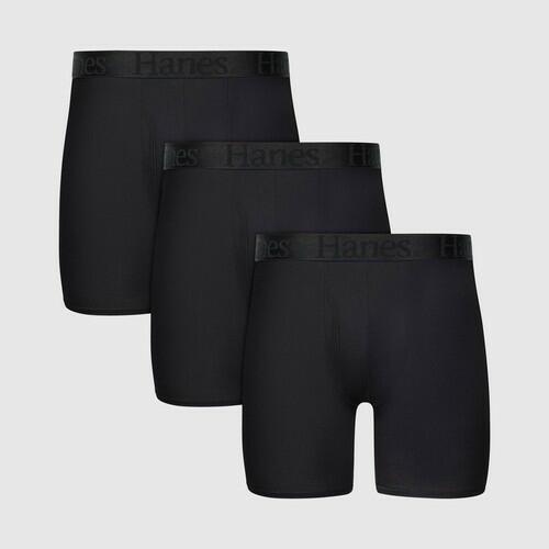 Hanes Originals Premium Men's SuperSoft Boxer Briefs 3pk - Black XL