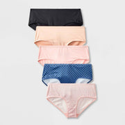 Girls' 5pk Animal and Dot Printed Microfiber Hipster Underwear - art class™ L