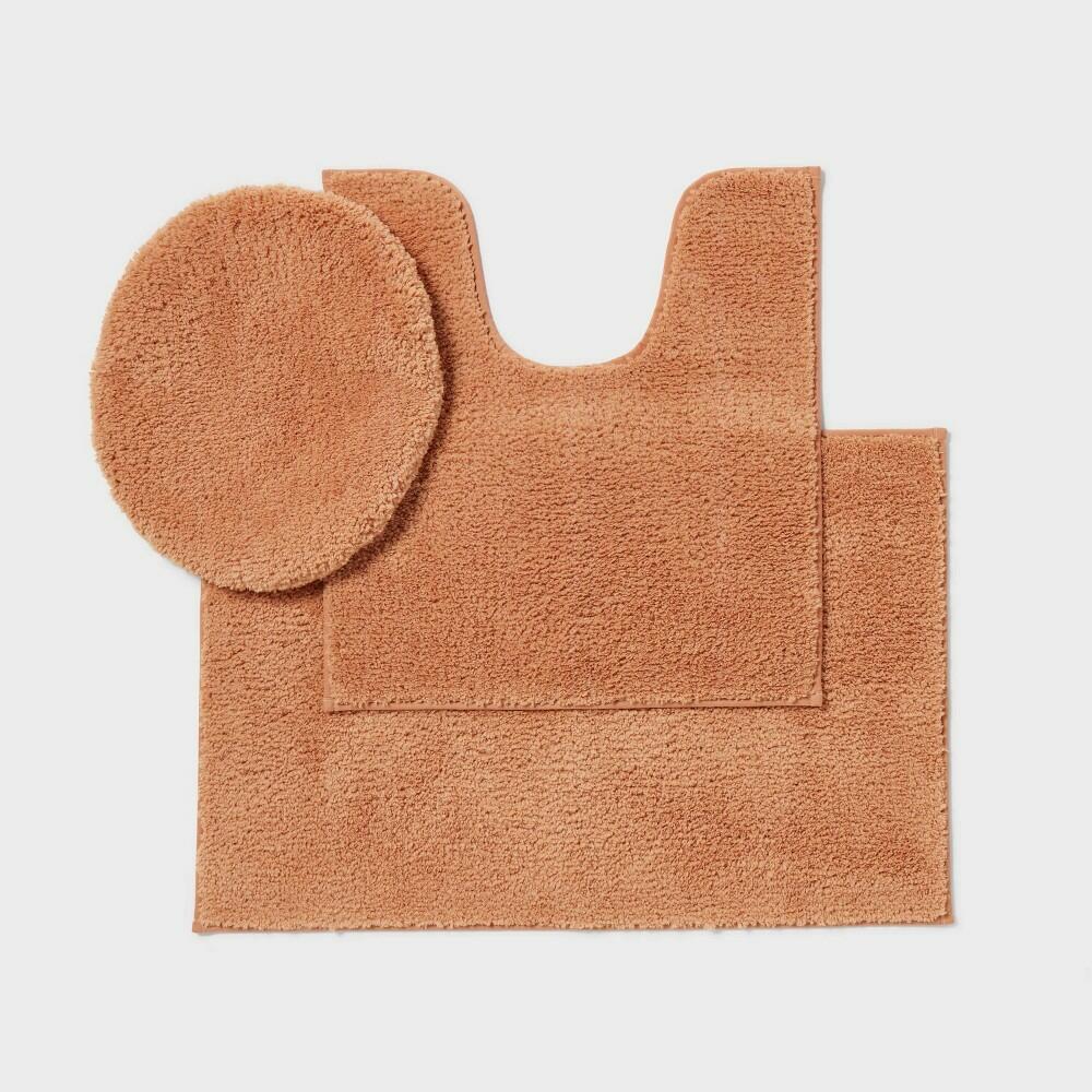 3pc Everyday Non Slip Bath Lid and Contour Set with Rug Copper - Room Essentials