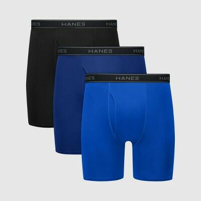 Hanes Men's Performance Stretch Boxer Briefs - Gray/Blue L