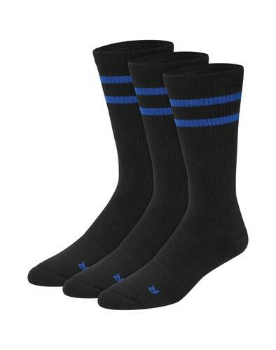 Hanes Premium Men's Compression Crew Socks 3pk - Black/Blue 6-12: Arch Support