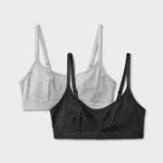 Women's 2pk Cotton Blend Scoop Back Bralette Dealworthy™ Black/Heathered Gray S
