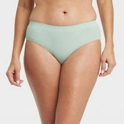 Women's Seamless Hipster Underwear - Auden™ Light Green Nylon Spandex Blend