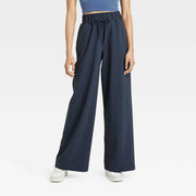 Women's Woven High-Rise Seersucker Wide Leg Pants - All In Motion™ Blue S: Moisture Wicking, Quick Dry, 4-Way Stretch