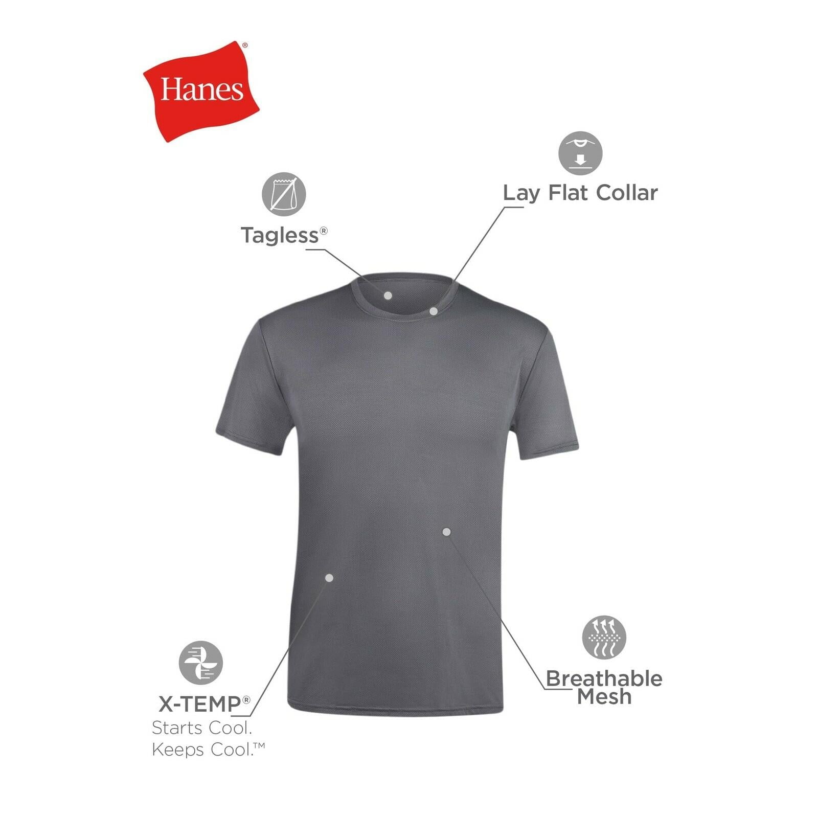 Hanes 3-Pack Men's All Day X-Temp Breathable Mesh  Stretch Crewneck White Small