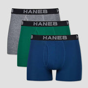 Hanes Premium Men's 3pk Trunks Total Support Pouch - Blue/Green/Gray S
