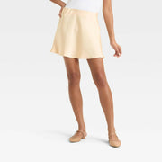 Women's Satin Mini A-Line Skirt - A New Day™ Cream S